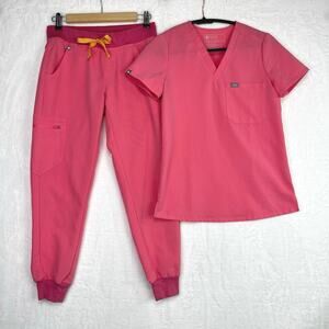 Figs Scrub Set Neon Pink Catarina‎ One-Pocket Top XXS Zamora Jogger Pants XSP LE
